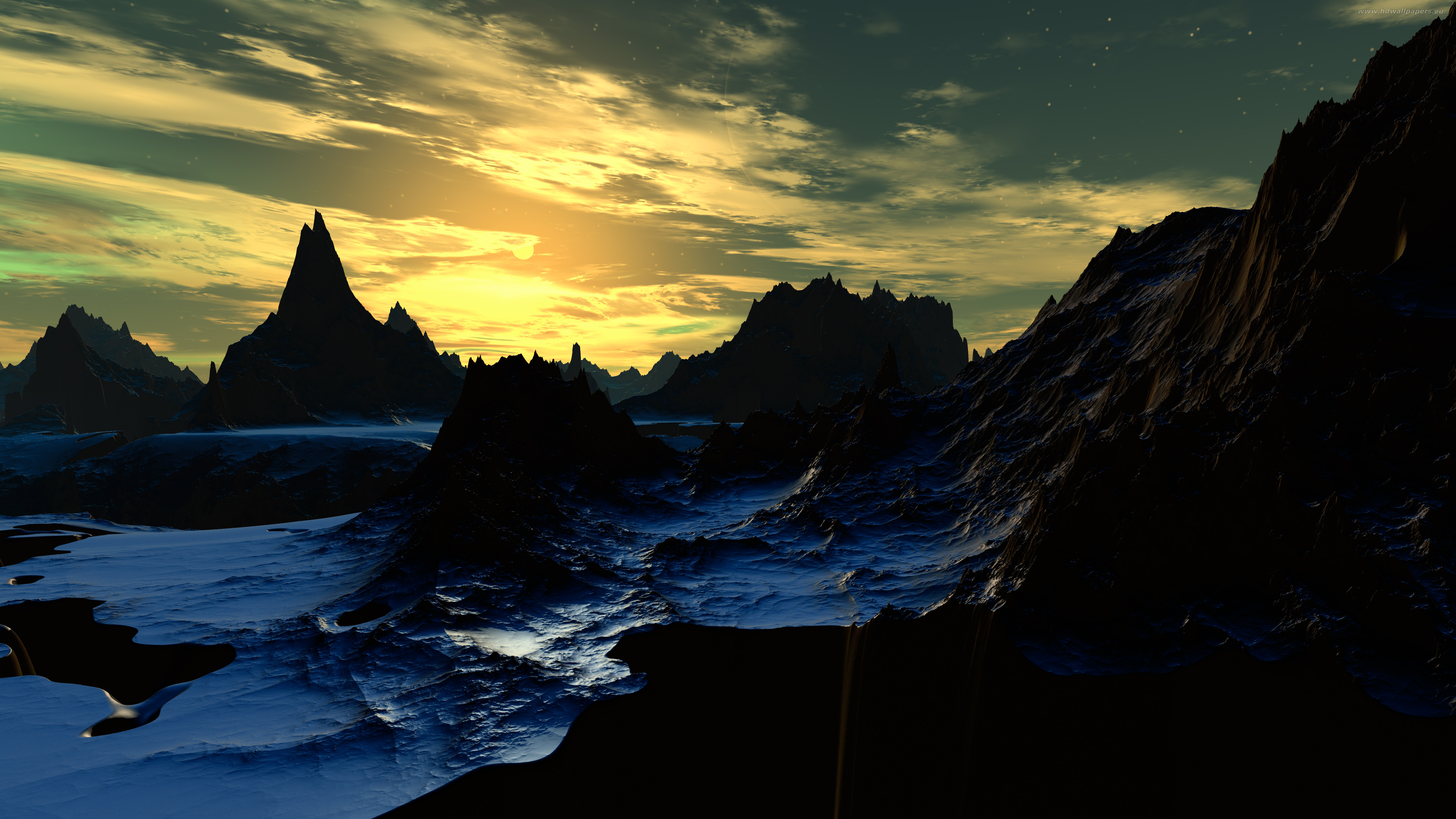 Ultra HD wallpaper sci-fi planet sunset 3840x2160